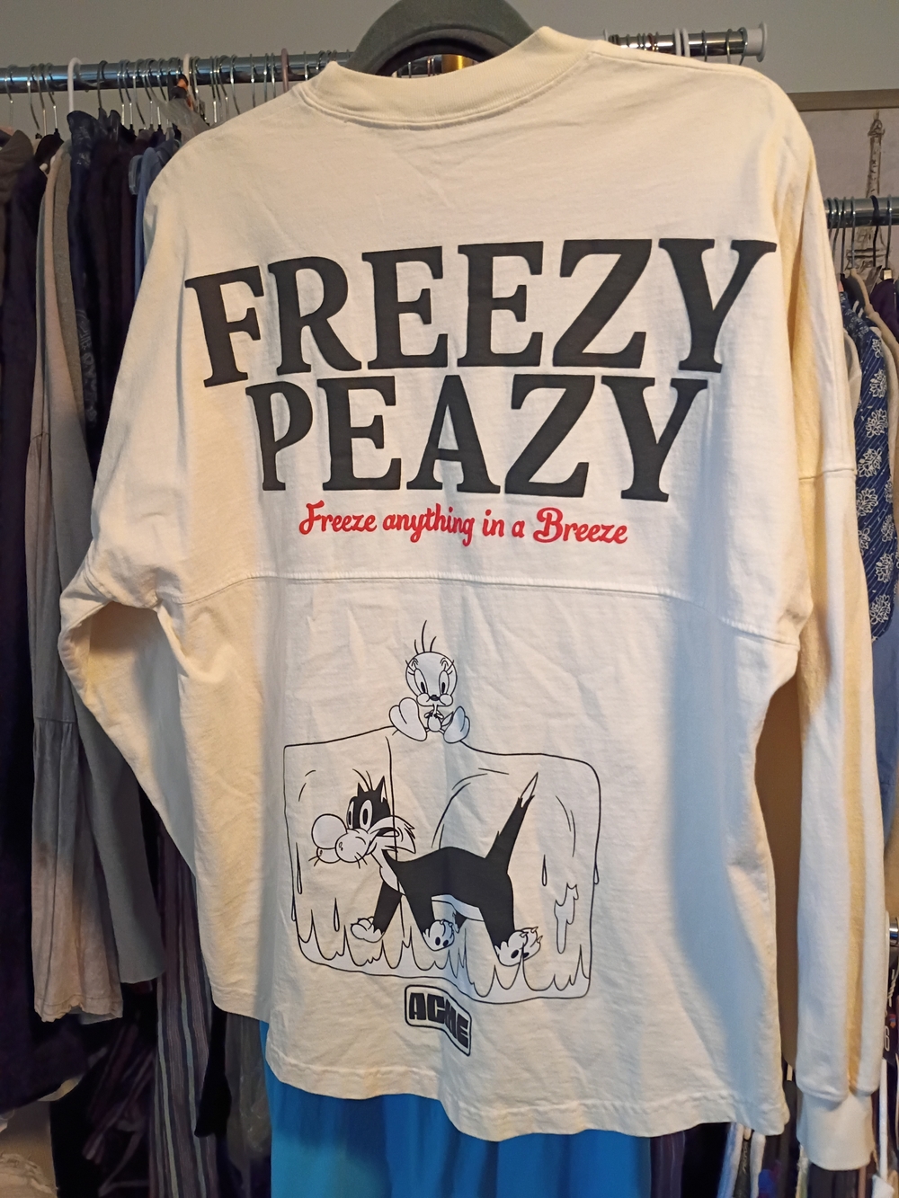 Freezy Peazy Long-Sleeve Graphic Tee - Cream